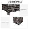 Outsunny PE Rattan Coffee Table, Rectangular Outdoor Coffee Table with Tempered Glass Top, 70 KG Capacity for Garden, Balcony, Terrace, Patio, Mixed Grey