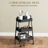 HOMCOM 3-Tier Storage Trolley on Wheels, Rolling Utility Cart with Handles, Mobile Kitchen Storage Cart for Living Room, Dining Room, Bedroom, Bathroom