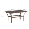 Outsunny Metal Garden Coffee Table, Rectangular Outdoor Side Table with Slatted Tabletop, Foot Pads for Outside, Garden, Balcony, Porch, 91.5 x 55 x 45cm, Brown