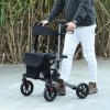 HOMCOM 4 Wheel Rollator with Seat and Back, Folding Mobility Walker with Carry Bag, Adjustable Height, Dual Brakes, Cane Holder, Lightweight Aluminium Walking Frame for Seniors and Disabled