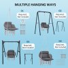 Outsunny Hanging Chair Outdoor Hammock Chair with Soft Cushion, Cotton Rope Boho Style Swing Chair, Hanging Garden Swing Seat for Indoor Outdoor, Dark Grey