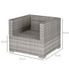 Outsunny Single Rattan Garden Chair, PE Wicker Garden Armchair with Cushions, Outdoor Rattan Chair with Armrests and Steel Frame for Conservatory, Porch, Patio, Balcony, Grey