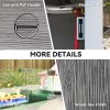 Outsunny Propane Gas Fire Pit Table for Garden, 50000 BTU Smokeless Firepit Outdoor Heater with Waterproof Cover, Glass Screen, Glass Beads and Lid, Wood Effect, 109 x 56 x 63cm, Dark Grey