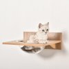 PawHut 4PCs Wall-mounted Cats Climbing Shelf Set Cat Tree Kitten Perch Activity Center with Hammock Scratching Post Jumping Platform Brown