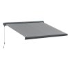 Outsunny 3x2.5m LED Light Full Cassette Case Electric/Manual Awning Door Window Sun Shade Patio Canopy Retractable w/ Remote Grey