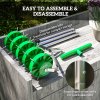 Outsunny Rolling Lawn Aerator, Heavy Duty Garden Aerator, Manual Lawn Spike Roller with T-bar Grip and 3 Piece Detachable Handle, Outdoor Garden Lawn Tool Dark Green