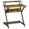 HOMCOM Industrial Computer Desk with Monitor Stand, 70 x 60cm Compact Desk for Small Spaces, Home Office Desk