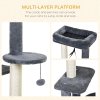 PawHut 100cm Cat Tree for Indoor Cats, Cat Tower Condo for Kittens with Cat House Sisal Scratching Posts, Hanging Ball Toys, Perches - Grey