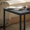 HOMCOM Nesting Coffee Table Set of 2, Modern Nest of Tables, Square Sofa Side Tables with Steel Frame for Living Room, Bedroom, Small Space, Black