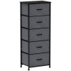 HOMCOM Fabric Chest of Drawers, Storage Drawers, Industrial Bedroom Dresser with 5 Fabric Drawers, Steel Frame and Wooden Top for Nursery, Living Room, Hallway, Dark Grey