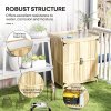 Outsunny Wooden Garden Shed, Garden Tool Storage Shed with Hinged Roof and Shelf, Outdoor Storage Cabinet with Double Doors, Natural Wood Finish