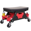 HOMCOM Rolling Mechanic Stool, 135kg Capacity Workshop Stool, 360 Swivel Roller Padded Creeper Seat with Wheels, Slide Out Tool Trays and Drawer for Garage, Shop, Auto Repair, Black