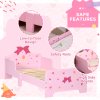 ZONEKIZ Kids Toddler Bed, Safety Rails, Kids Bedroom Furniture for Boys, Girls, Ages 3-6 Years, 143 x 74 x 59cm - Pink