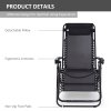 Outsunny Zero Gravity Chair Metal Frame Texteline Armchair Outdoor Folding and Reclining Sun Lounger with Head Pillow for Patio Decking Gardens Camping, Black