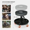 HOMCOM Workshop Stool, Rolling Mechanic Stool with Pneumatic Adjustable Height, 360 Degree Swivel, Padded Seat, Tool Tray, for Garage, Workshop, Auto Repair