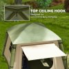 Outsunny Inflatable Camping Tent w/ Hand Pump, Easy Setup 1/2 Person Blow Up Tent Waterproof 190T Taffeta w/ Mesh Windows, Doors and Carry Bag, Brown