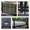 Outsunny Rattan Garden Furniture Set with Cushions, 6 Seater Rattan Dining Set with 6 Armchairs, 150 x 96cm Rectangular Table, Umbrella Hole, for Outdoor, Patio, Balcony, Terrace, Conservatory