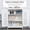 kleankin Narrow Bathroom Cabinet, Slim Bathroom Storage Unit with Adjustable Shelves, Freestanding Storage Cupboard 60 x 30 x 80 cm