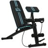 HOMCOM Foldable Weight Bench, Strength Training Sit Up Bench, Incline Decline Bench with 7-Level Backrest, Leg Extension Machine, Preacher Pad and Resistance Band for Home Gym Workout, Blue