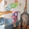 Pawhut 5 Tier Hamster Cage, Gerbil Cage with Tube Exercise Wheels, Tunnel, Water Bottle, Dishes, 58H x 46L x 30Wcm, Light Blue