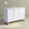 HOMCOM Sideboard with 3 Doors, Modern Storage Cabinet with Adjustable Shelves & Centre Leg for Living Room, Dining Room, Kitchen, TV Cabinet for 50 Inch TV, White