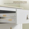 HOMCOM Bedroom Chest of Drawers, Modern 4 Drawer Dresser Cabinet with PU Leather Handles and Metal Runners for Living Room, Hallway, Entryway, White