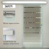 HOMCOM 90cm Sliding Glass Door with Hardware Track Kit, Frosted Tempered Glass with Stripe Pattern, Round Handle