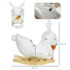 HOMCOM Kids Rocking Horse, Plush Rabbit-Shaped Baby Rocking Animal w/ Carrot Toy, Safety Harness, Realistic Sounds, Foot Pedals, for Toddlers Aged 18-36 Months - White