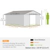 Outsunny 13 x 11ft Metal Garden Shed, Outdoor Storage Tool House with Ventilation Slots, Foundation Kit and Lockable Double Doors