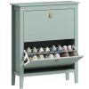 HOMCOM 2 Drawer Shoe Cabinet with Flip Doors, Narrow Shoe Storage Cabinet with Removable and Adjustable Shelves, 14 Pairs Footwear Cupboard for Hallway, Entryway, 80 x 24 x 95.5 cm