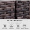 Outsunny 2 Seater Rattan Sofa with Cushions, Wicker Garden Loveseat with Armrests, Outdoor Garden Sofa Couch with Metal Frame for Patio, Brown