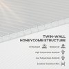 Outsunny 14 Pieces Polycarbonate Sheets, 121 x 61 x 0.4cm Twin-Wall Plastic Roofing Sheets, 10m? Replacement Greenhouse Panels, Waterproof and UV Protection, Clear