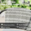 Outsunny 3 Pieces Rattan Bistro Set with Cushions, Wicker Garden Furniture Set, Glass Top Coffee Table and Chairs for Outdoor Patio, Balcony, Terrace and Conservatory, Grey