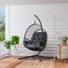 Outsunny Hanging Egg Chair Outdoor Indoor, Swing Hammock Chair with Stand, Cushions, Lumbar Pillow, Adjustable Height and Steel Frame for Garden Patio Lounge Porch, Dark Grey