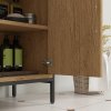 HOMCOM Under Sink Bathroom Cabinet, Industrial Freestanding Under Sink Cabinet with 2 Doors, Adjustable Shelf and Steel Frame for Basin without or with Pedestal, Oak
