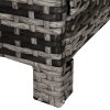Outsunny Patio PE Rattan Side Table, Square Outdoor Coffee Table w/ Tempered Glass Top, Mixed Grey