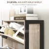 HOMCOM 3 Drawers Narrow Shoe Cabinet, 18 Pairs Shoe Storage Cupboard with 3 Flip Doors and Adjustable Shelves for Entryway, Hallway, Natural Wood-effect