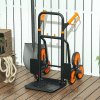 DURHAND Steel Folding Hand Truck, Heavy Duty Foldable Trolley on Wheels, Multi-Purpose Sack Truck Moving Trolley, 120kg, Orange
