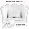 HOMCOM Computer Desk Chair, Armless Makeup Vanity Chair with Shell Back, Bow Pillow, Height Adjustable, Swivel Wheels for Home, Bedroom, White