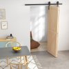 HOMCOM 5FT/152.5CM Bi-Folding Sliding Barn Door Hardware Track Kit, Heavy Duty Sliding Door Kit for 2 Doors with J Shape Hanger