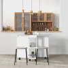 HOMCOM Mobile Folding Dining Table, Drop Leaf Table for Small Spaces with 2-tier Shelves, Small Kitchen Table With 6 Wheels, White