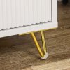 HOMCOM Modern 3 Drawer Dresser, Fluted Bedroom Dresser Chest of Drawers with Metal Legs and Steel Handles for Bedroom, White