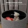 HOMCOM Round Storage Stool, Linen Fabric Upholstered Foot Stool with Removable Top, Padded Seat, Hidden Space and Wooden Legs for Living Room