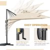 Outsunny 2.7 x 2.7 m Cantilever Parasol, Square Overhanging Umbrella with Cross Base, Crank Handle, Tilt, 360 Rotation and Aluminium Frame, Cream White