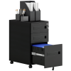 Vinsetto Metal Mobile File Cabinet with Wheels, Lockable 3 Drawer Filing Cabinet for A4, Legal, Letter, Compact Under Desk Storage Unit with Pre-Assembled Body for Home Office, 30 x 43.5 x 60cm, Black