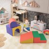 HOMCOM Baby Soft Play Set, 4 Piece Soft Play Equipment for Toddlers 12-36 Months, Climb and Crawl Foam Play, Kids Activity Play Toy, Red