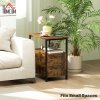 HOMCOM Side Table with Charging Station, USB Ports and Power Outlets, Narrow Bedside Table with 2 Drawers and Shelf for Living Room, Bedroom, Rustic Brown
