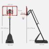SPORTNOW Basketball Hoop Outdoor, Height Adjustable Basketball Hoop and Stand with Weighted Base, Portable on Wheels, 2.4-2.9m, Red