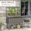 Outsunny Wooden Raised Planter with Trellis for Vine Climbing Plants, Elevated Garden Bed with Drainage Holes and Bed Liner for Vegetables, Flowers, Herbs, 105 x 45 x 140cm, Grey