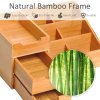 HOMCOM Desk Organiser Holder, Bamboo Multi-Function Storage Caddy with 7 Storage Compartments and 2 Drawers for Home Office Stationary Supplies